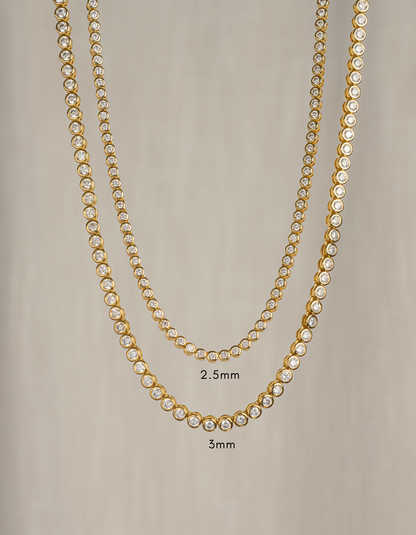 3mm Round Bezel Tennis Necklace