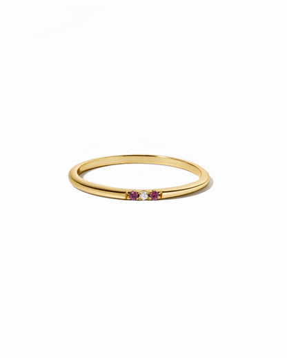 Ruby 3 Stone Diamond Ring