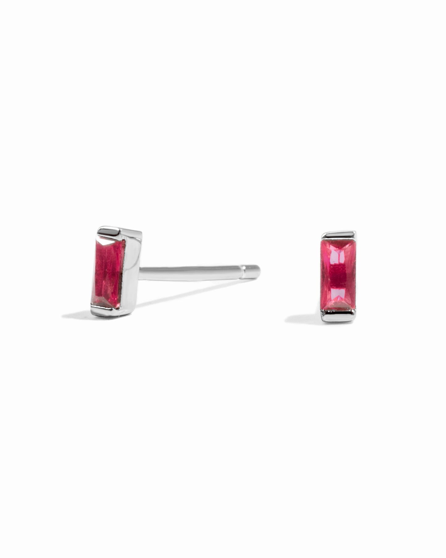 Ruby Baguette Stud Earrings