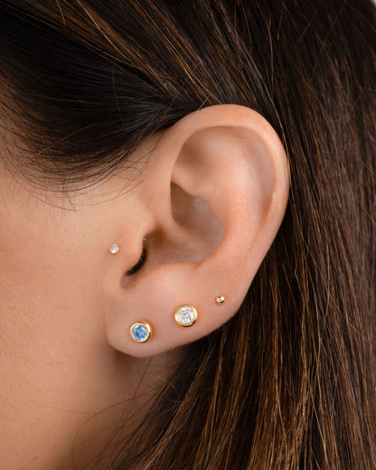 Aquamarine Bezel Dome Studs
