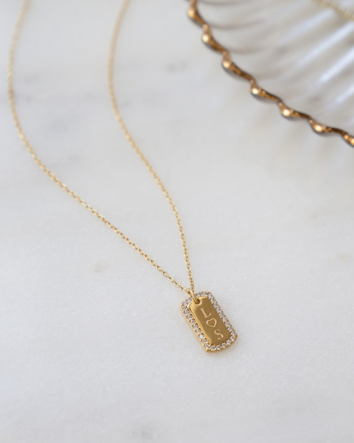 Custom Pavé Tag Necklace