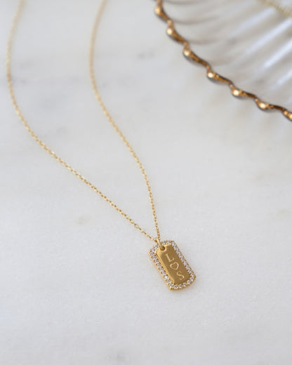 Custom Pavé Tag Necklace