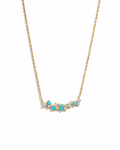 Turquoise & Diamond Cluster Necklace