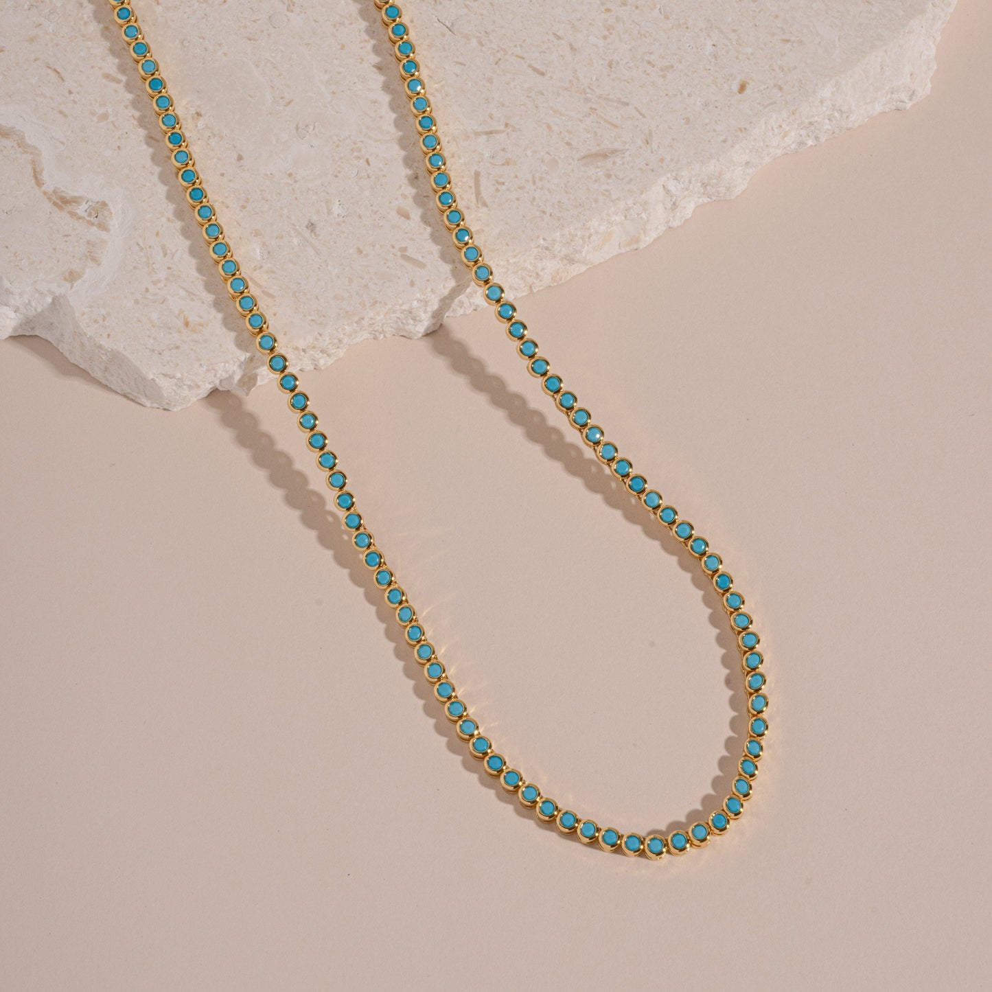 Round Turquoise Tennis Necklace