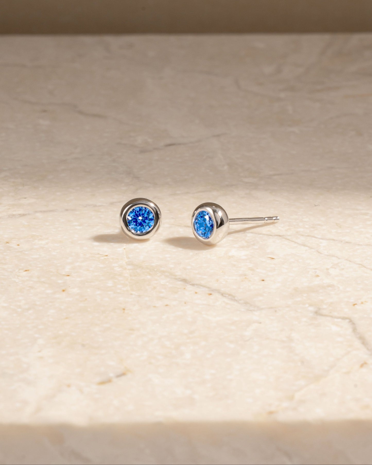 Aquamarine Bezel Dome Studs
