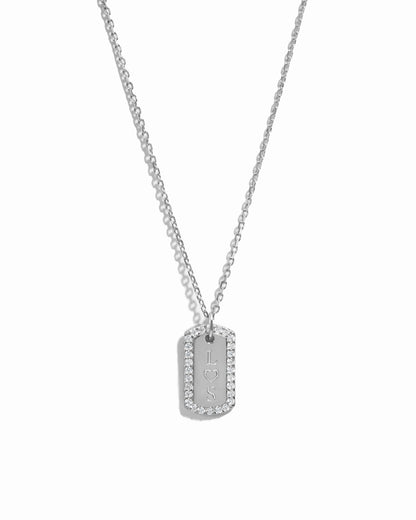 Custom Pavé Tag Necklace