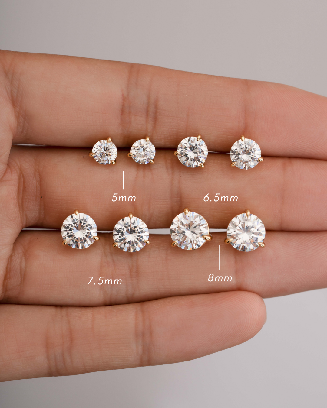 5mm Round Solitaire Stud Earrings (Multiple Sizes Available)