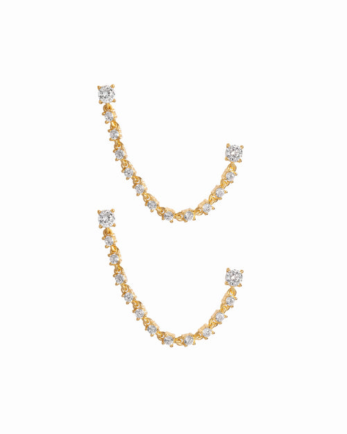 Two-Piercing Tennis Chain Link Studs