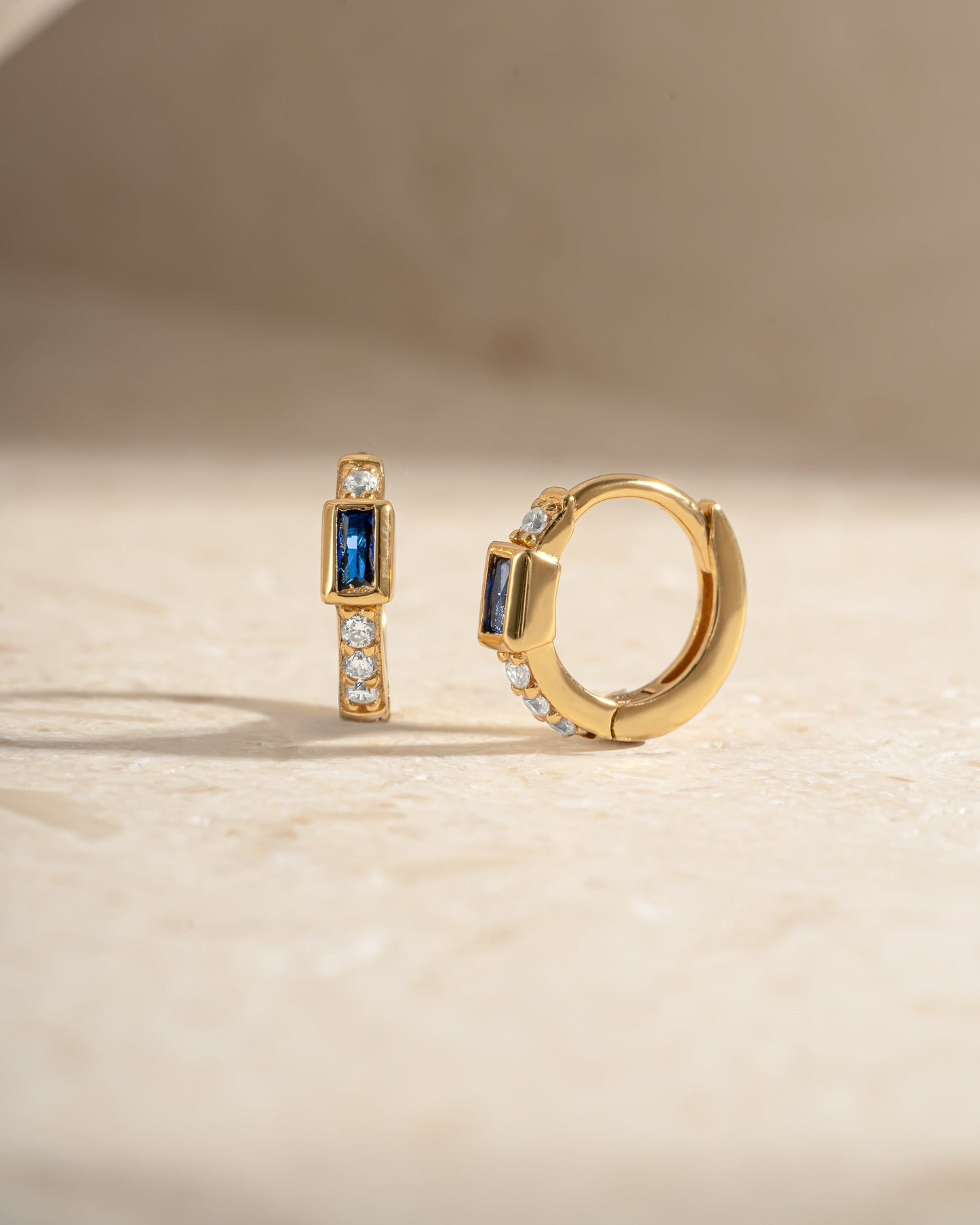 Sapphire Baguette Huggie Earrings