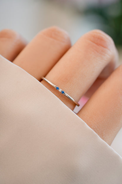Sapphire 3 Stone Diamond Ring