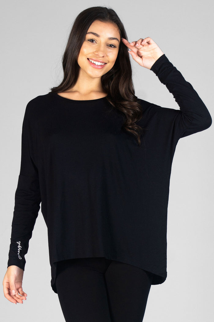 Woman wearing Pineapple black Logo Long Sleeve Top