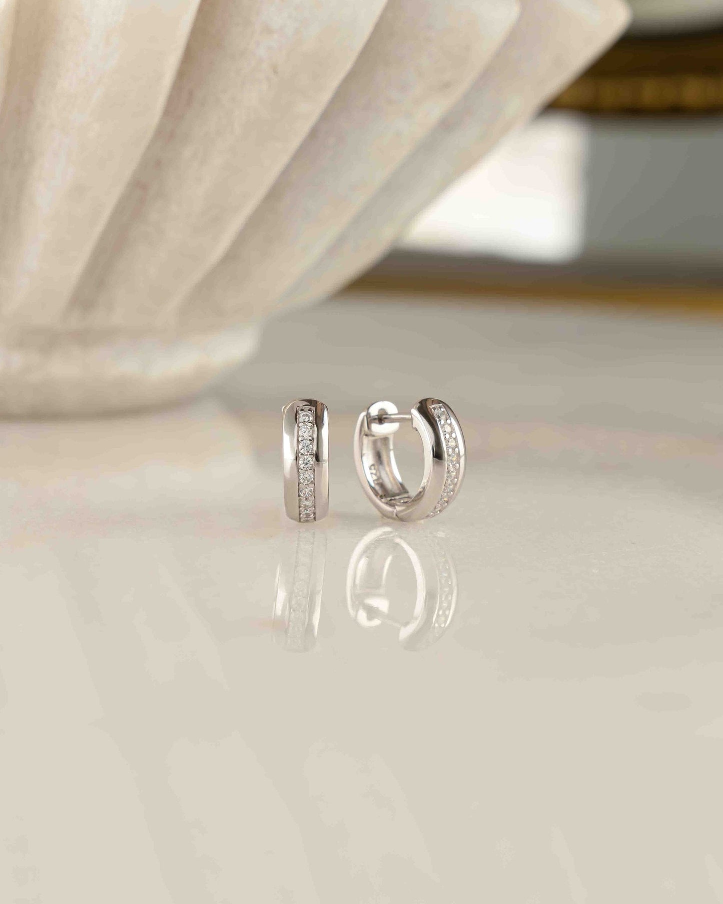 Stripe Diamond Huggie Earrings