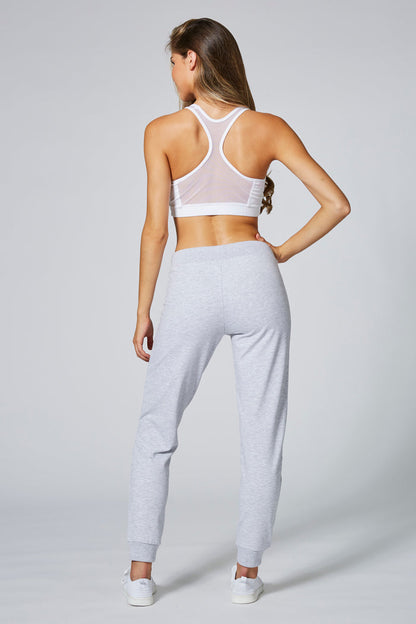 Woman wearing Grey Skinny Zip Joggers