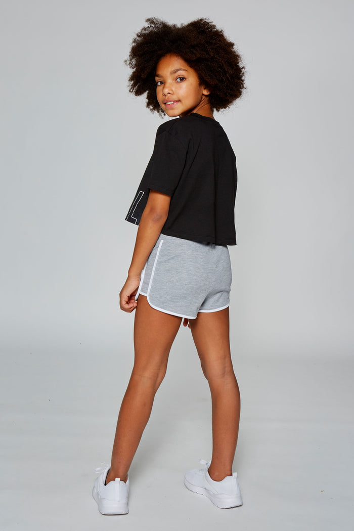 Girl wearing Pineapple Grey Marl Sporty Shorts