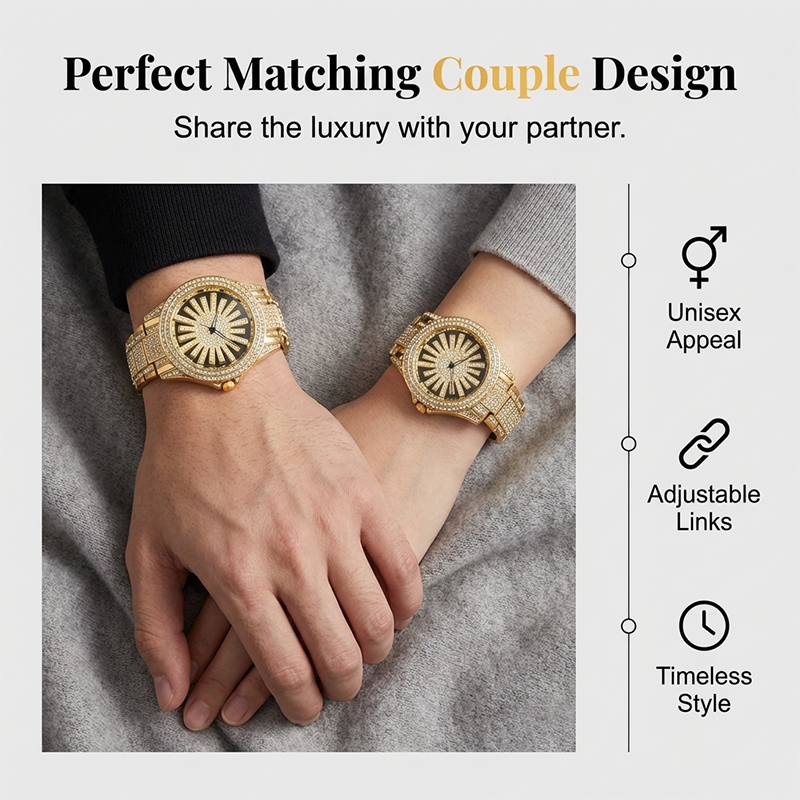 Men's Iced-Out Watch with Rotating Dial ‚Äì Sparkling Crystals, Precise Quartz & Butterfly Clasp