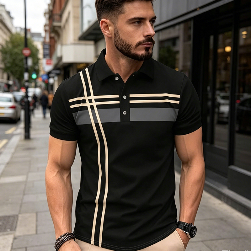 üéÅNew Arrivalüí•Men's Striped Short Sleeve Collared Topüåø