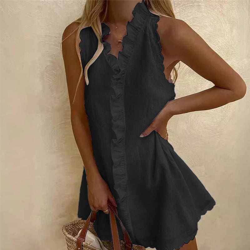 üì¢üì¢40% OFF !! ‚è∞Women's Ruffle Trim Button-Front Mini Dress