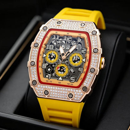 üì¢üì¢40% OFF !! ‚è∞ Luxury Men's Tonneau-Shaped Watch with Rhinestone Embellishment