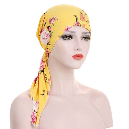 ‚ú® Women's Floral Print Pre-Tied Head Scarf Turban ‚Äì Soft, Elastic, Versatile üå∏