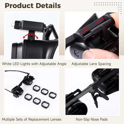 üî¨ LIMITED-TIME 49% OFF! ‚ú® Precision LED Magnifier Glasses ‚Äì Interchangeable Lenses, Dual LED, Hands-Free üí°