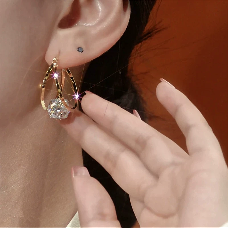 üíñüëçDouble Hoop Sparkling Zirconia Ball Earrings