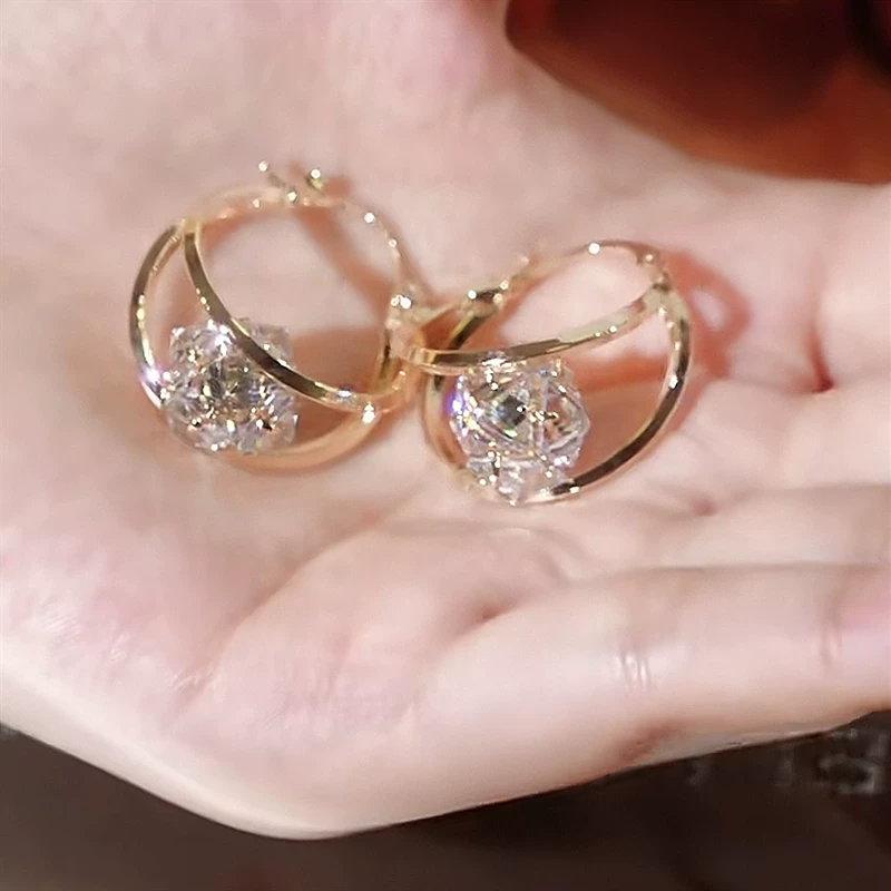 üíñüëçDouble Hoop Sparkling Zirconia Ball Earrings