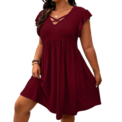 üëó  Women's Criss-Cross V-Neck Flutter Sleeve Flowy Dress