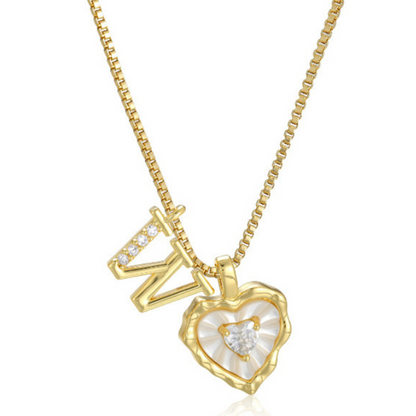 üíéüí• Heart Shaped Letters Micro Pave Chain Necklace ‚Äì Initial Pendant, Titanium Steel, Adjustable ‚ú®