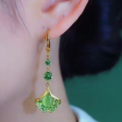Elegant Ginkgo Leaf Tassel Earrings üíö