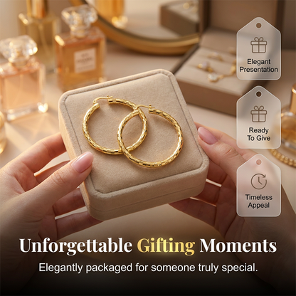 üéâ BUY 1 GET 1 FREE üéÅ Women's Minimalist Textured Hoop Earrings ‚Äì Diamond-Cut, Snap Closure, Everyday Glow ‚ú®