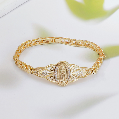 Elegant Hollow Flower Virgin Mary Bracelet ‚ú®