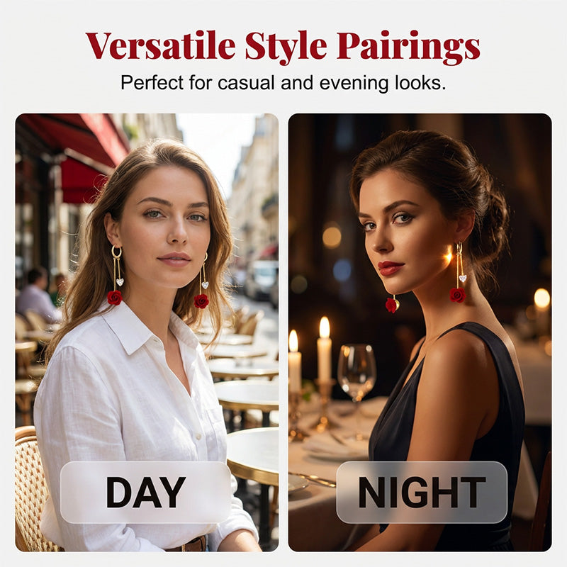 üì¢üì¢40% OFF !! ‚è∞French Vintage Red Rose Dangle Earrings
