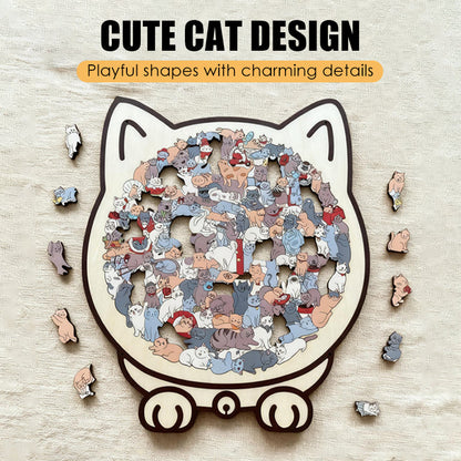 Adorable Cat-Shaped Wooden Jigsaw Puzzle üß©üê±