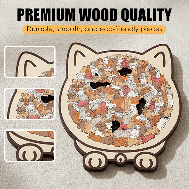 Adorable Cat-Shaped Wooden Jigsaw Puzzle üß©üê±