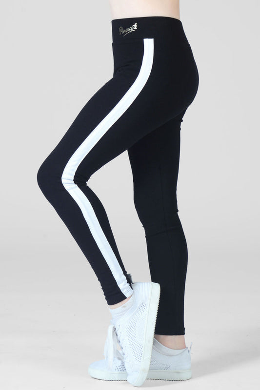 Girl wearing Pineapple Stripe black Leggings