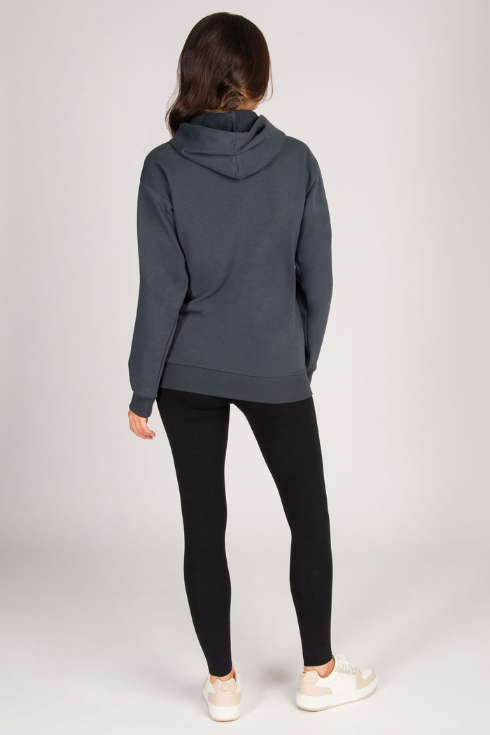 Women's charcoal stripe zip hoodie