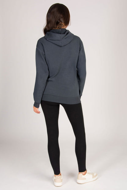 Women's charcoal stripe zip hoodie