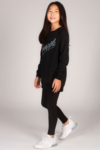 Pineapple black longline oversized jumper decorated with sparkling studs in the shape of our Pineapple logo across the chest.