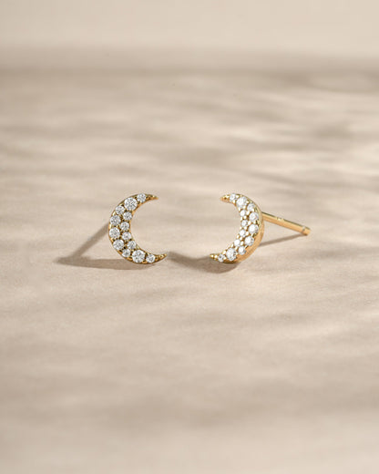 Studded Moon Stud Earrings
