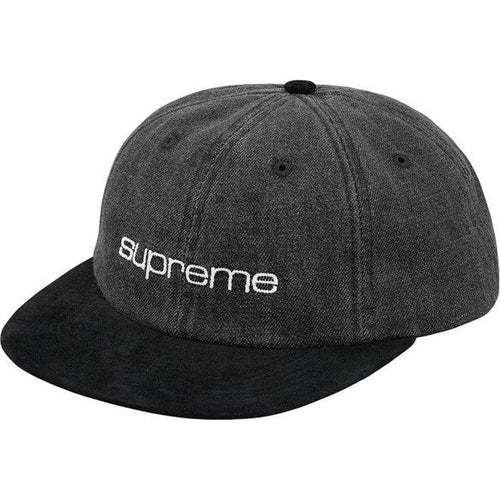 Supreme Denim Suede Compact Logo 6-Panel Black