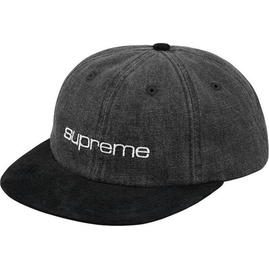 Supreme Denim Suede Compact Logo 6-Panel Black