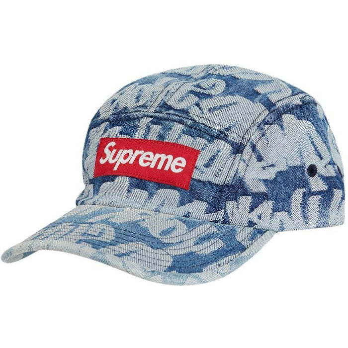 Supreme Fat Tip Jacquard Denim Camp Cap Blue