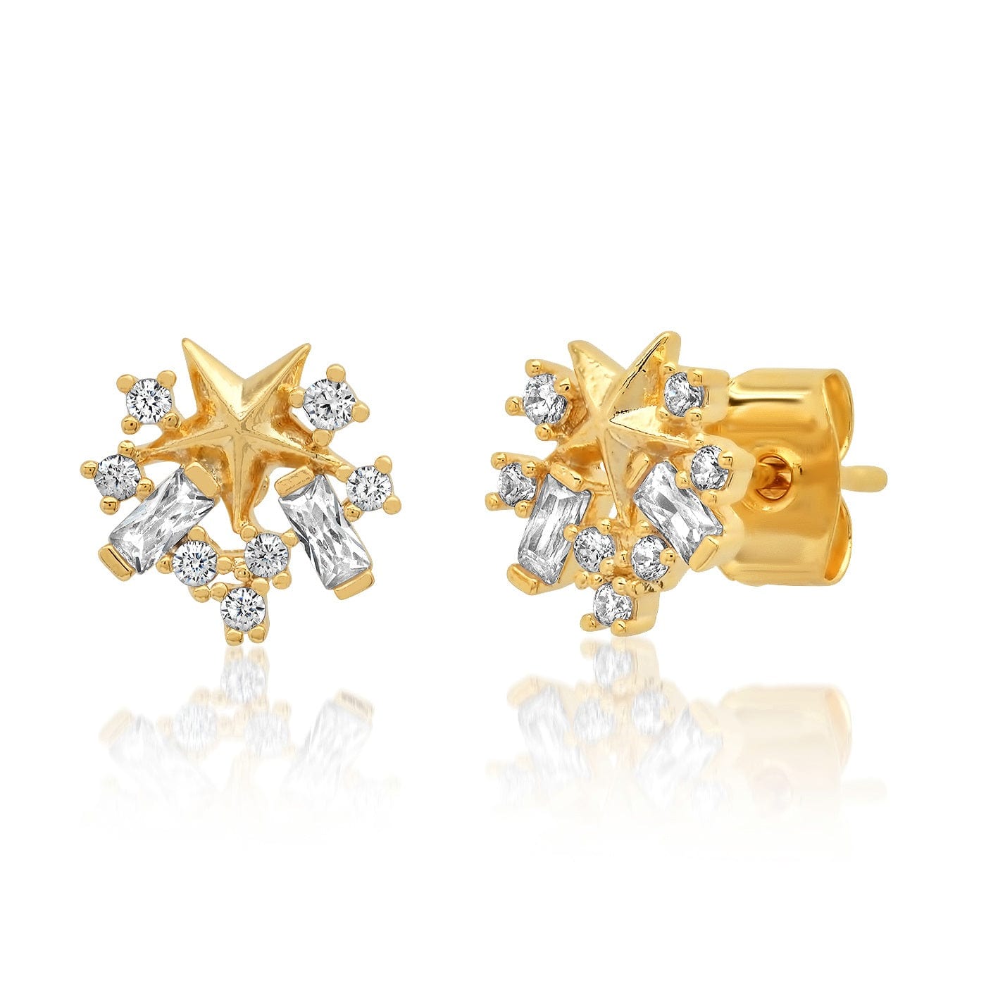 Golden Star Baguette CZ Clusters