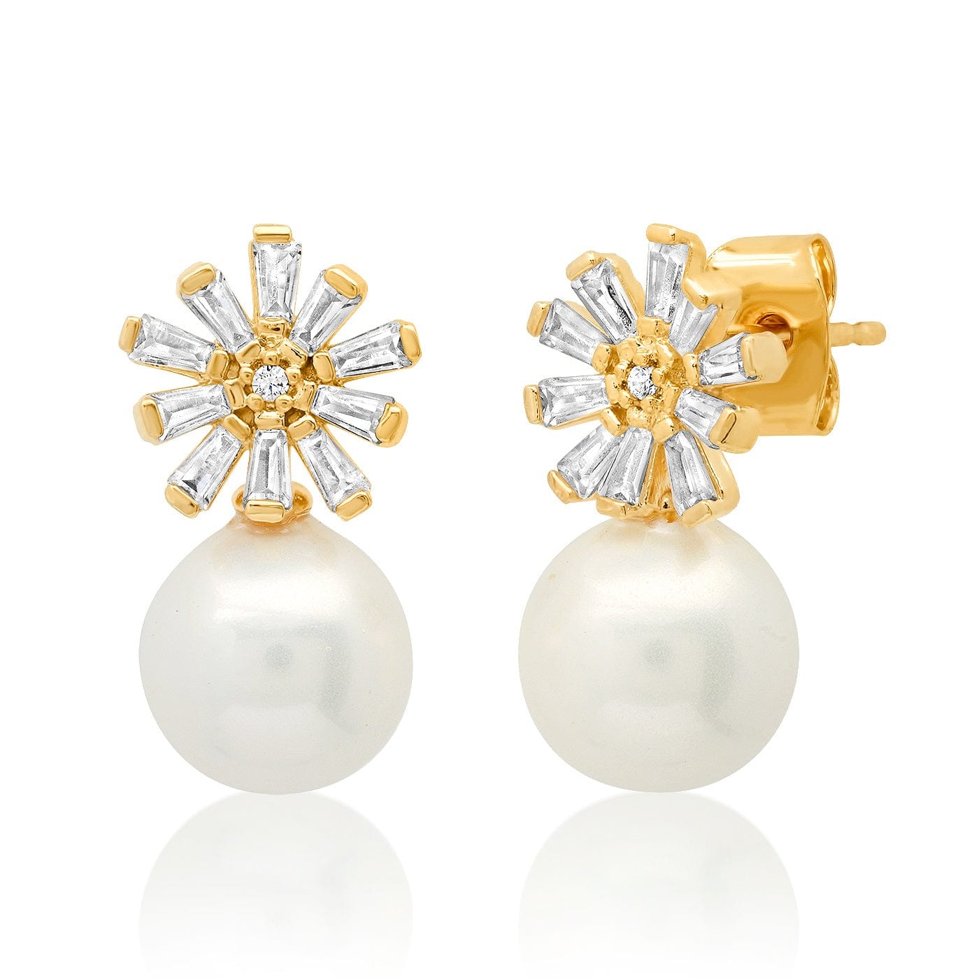 Radiant Baguette With Pearl Drop Earring