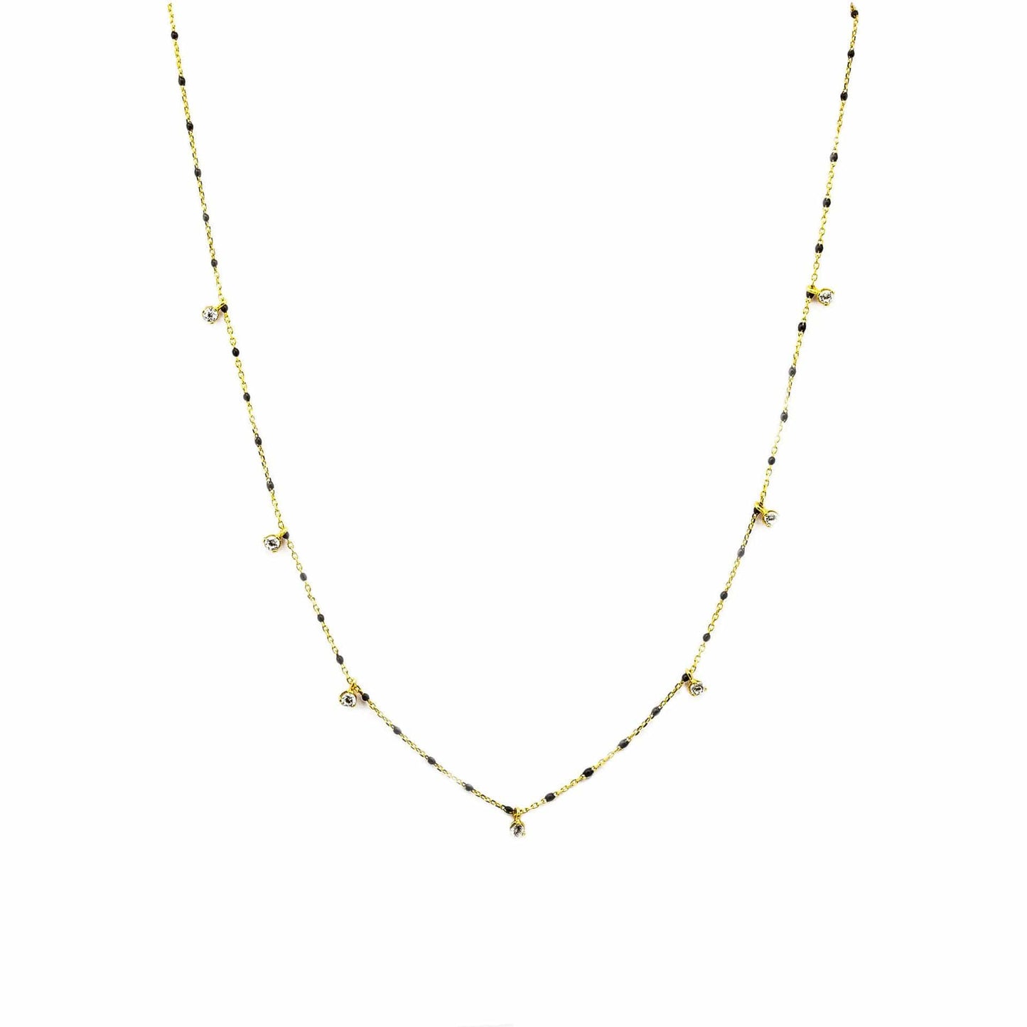 Gold Vermeil Black Enamel Necklace