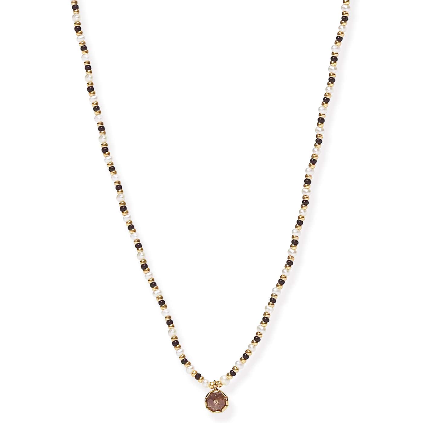 Handmade Beaded Necklace With Glass Stone Accent