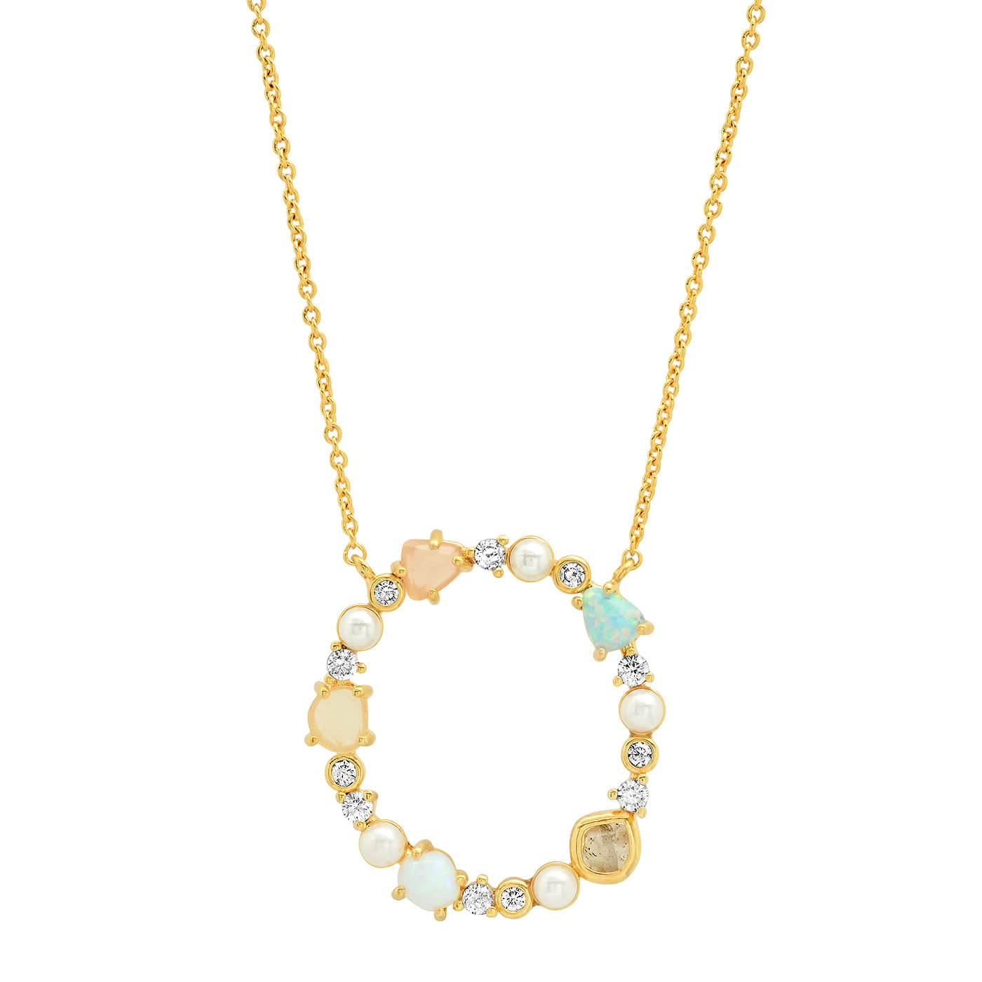 Opal & Pearl Initial Necklace