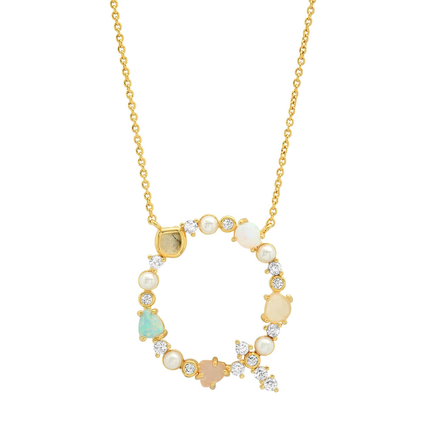 Opal & Pearl Initial Necklace