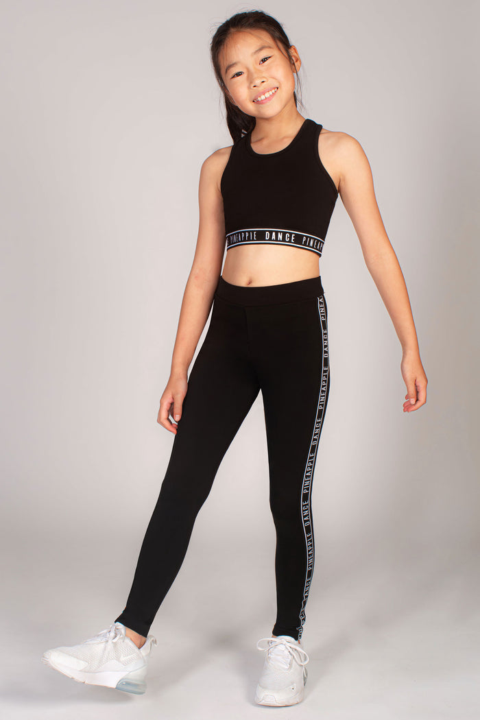 Pineapple bra top for kids made in our black cotton-rich blend.