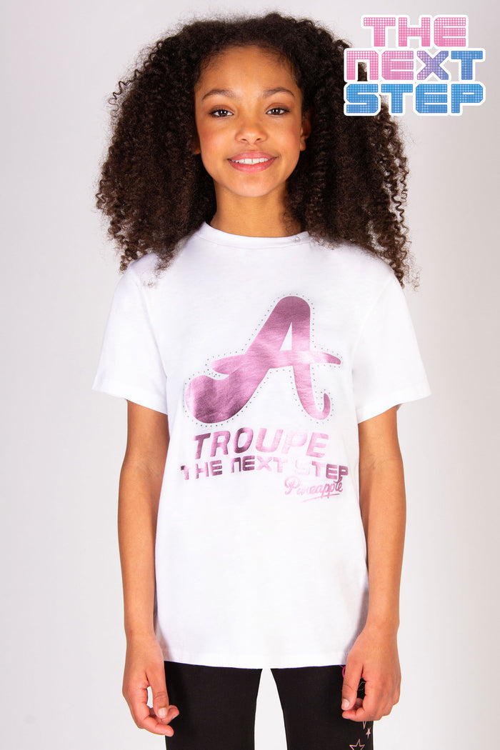 White The Next Step A-Troupe T-shirt for girls of all ages!